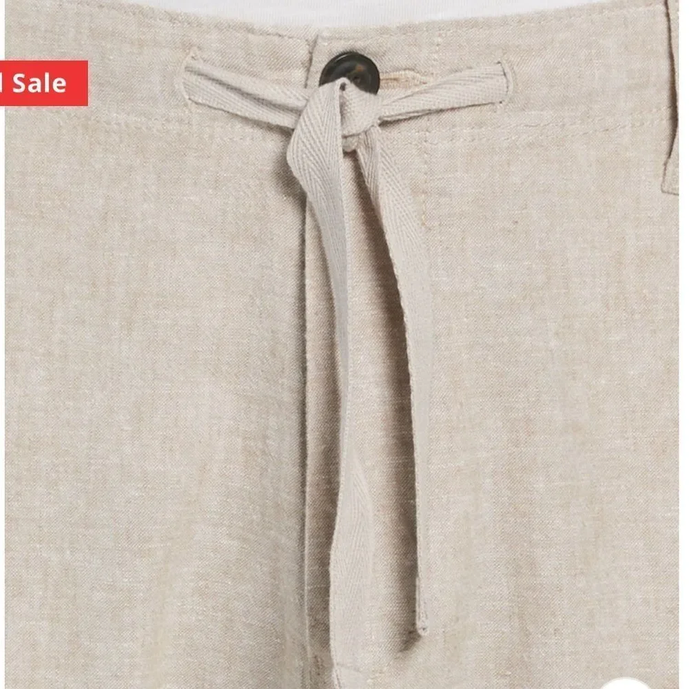 🔥Perry Ellis Light Tan Chinos Sz 38 X 30 New LINEN BLEND DRAWSTRING PANT